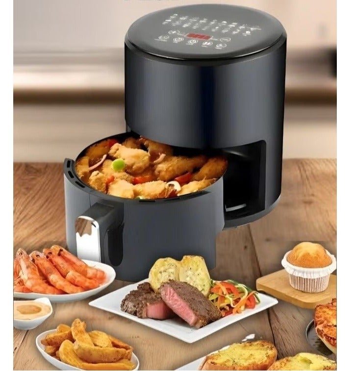 قلاية هوائية صحية بدون زيت, مقلاة هوائية كهربائية صحية للقلي/ الشواء/ الخبز/ التحميص سعة 4 لتر قوة 2400 واط - لون أسود - Image 4
