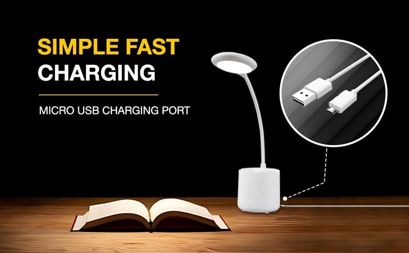 Havells Polycarbonate Moderna 5w LED Table Lamp |Rechargeable Desklight, 3 Dimming Modes with Brightness Control, White - Image 2