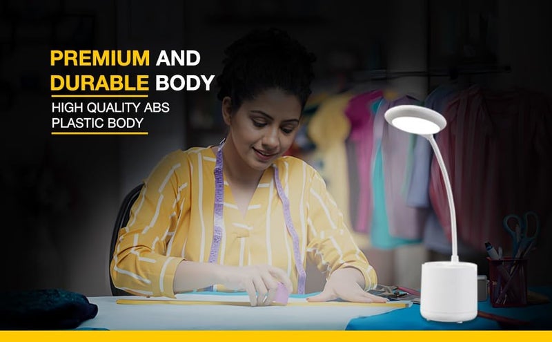 Havells Polycarbonate Moderna 5w LED Table Lamp |Rechargeable Desklight, 3 Dimming Modes with Brightness Control, White - Image 4
