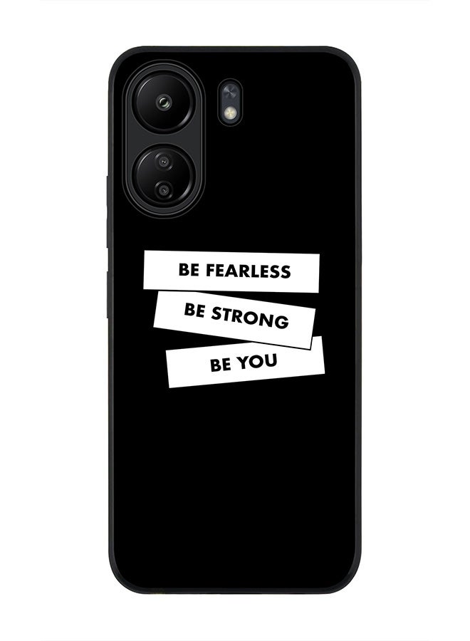 Stylizedd Rugged Black edge case for Xiaomi Poco C65, Slim fit Soft Case Flexible Rubber Edges Anti Drop TPU Gel Thin Cover- Fearless, Strong, You - Image 1