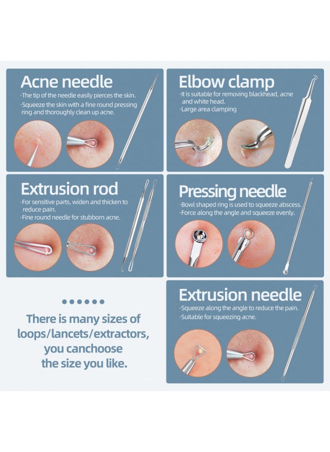 JPNK - JPNK Blackhead Remover Tool Comedones Extractor Acne Removal Kit for Blemish, Whitehead Popping, 6 Pcs Zit Removing for Nose Face Tools with a Leather Bag - Image 1
