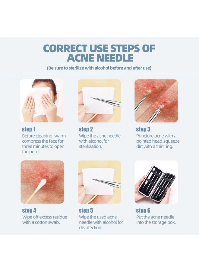 JPNK - JPNK Blackhead Remover Tool Comedones Extractor Acne Removal Kit for Blemish, Whitehead Popping, 6 Pcs Zit Removing for Nose Face Tools with a Leather Bag - Image 1