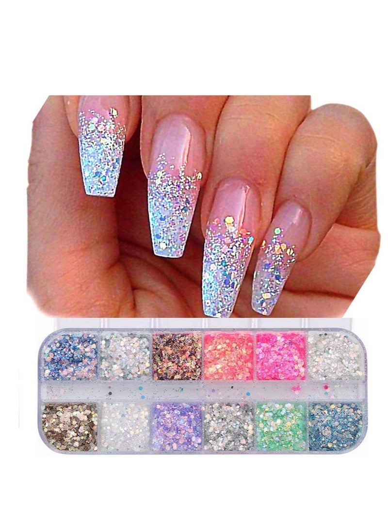 Excefore Heart Nail Sequins,3D Valentine’s Day Nail Art Stickers Decals Black Pink Love Heart Rabbit Butterfly Nail Glitter Flakes Sparkle for Nail Art Supplies, Women Nail Art Decoration 2 Box/24 Grids - Image 2