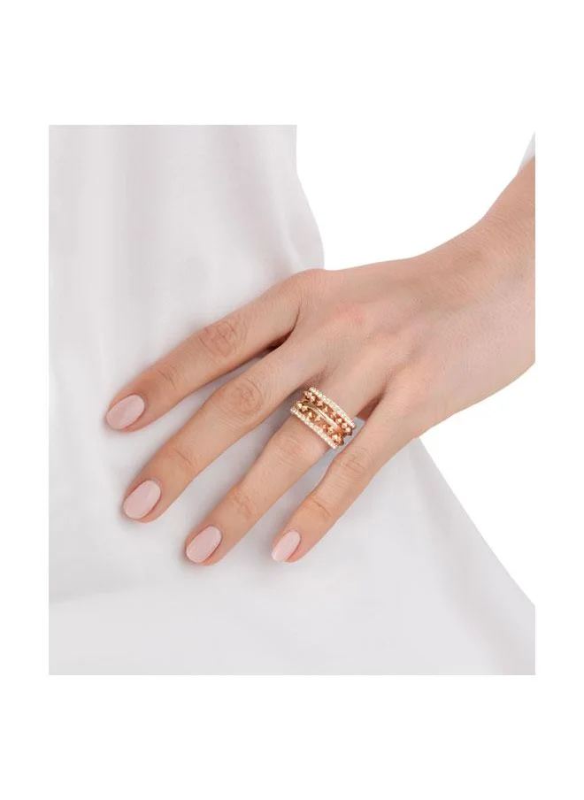 POLICE Ulua Rose Gold Ring with Crystals for Women's 52MM