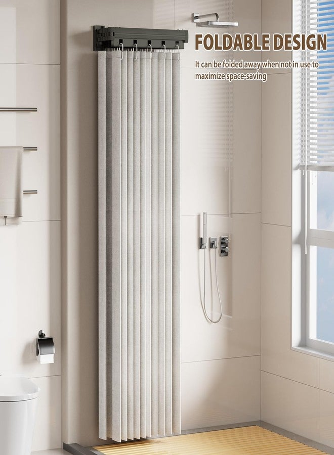 BLOCE Wall Mount Folding Shower Curtain Rod, 62 Inches Adjustable Diamond Shaped Corner Shower Curtain Rod 90 Degrees for Bathroom, Laundry Room, Bathtub and more, Need to Drill - Image 3