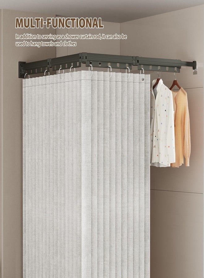BLOCE Wall Mount Folding Shower Curtain Rod, 62 Inches Adjustable Diamond Shaped Corner Shower Curtain Rod 90 Degrees for Bathroom, Laundry Room, Bathtub and more, Need to Drill - Image 5