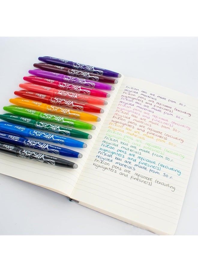 Frixion Heat/Friction Erasable Rollerball Pen FR7 - Medium Line 0.7mm Tip Nib - Essential Wallet Pack of 5 - Black, Blue, Red, Green & Violet