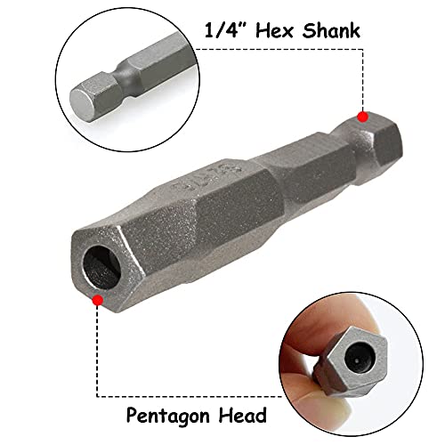 Saipe 10 Pieces Magnetic Pentagon Head Screwdriver Bits Set 1/4 Inch Hex Shank Security Tamper Proof Pentagonal Drive Bit Five-sided Figure Screw Driver Drill Bit for Electric Hand Screwdrivers, 50mm - Image 2