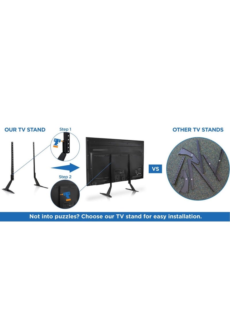 TIGER Universal TV Stand Mount – Height Adjustable TV Legs for 32-60 Inch LCD/LED/OLED Plasma TVs, 110 lb Capacity, VESA up to 800x400 mm - Image 4
