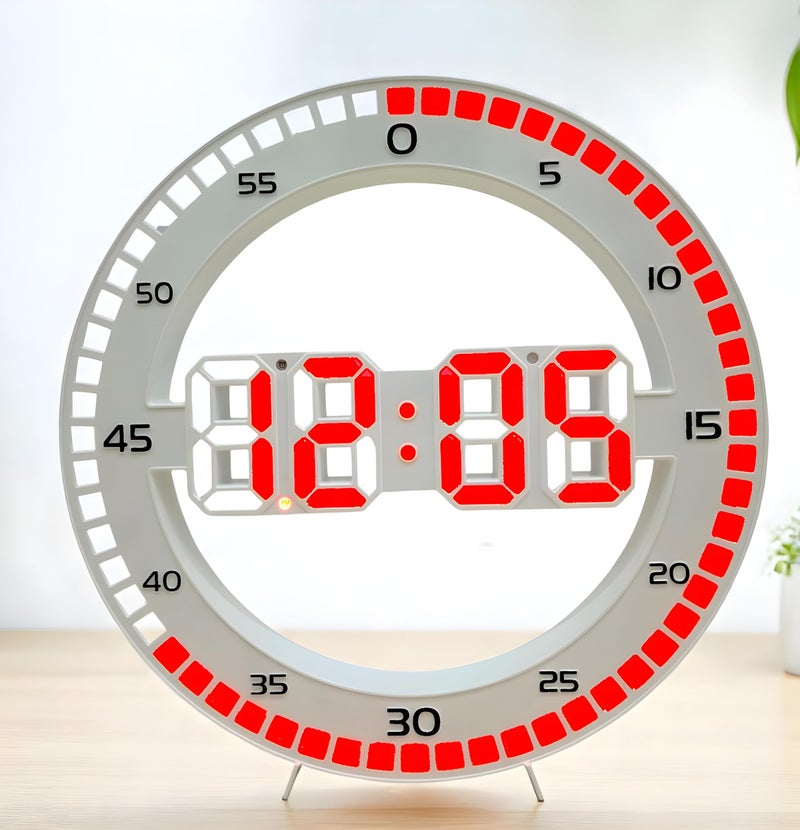 De'rons 10" Plastic Digital Wall Clock with Remote Control & Alarm for Home Décor Office 12/24 Hours Temperature Humidity Date Week Silent Electronic Digital Wall Clock (DC-3688 W-RED) - Image 1