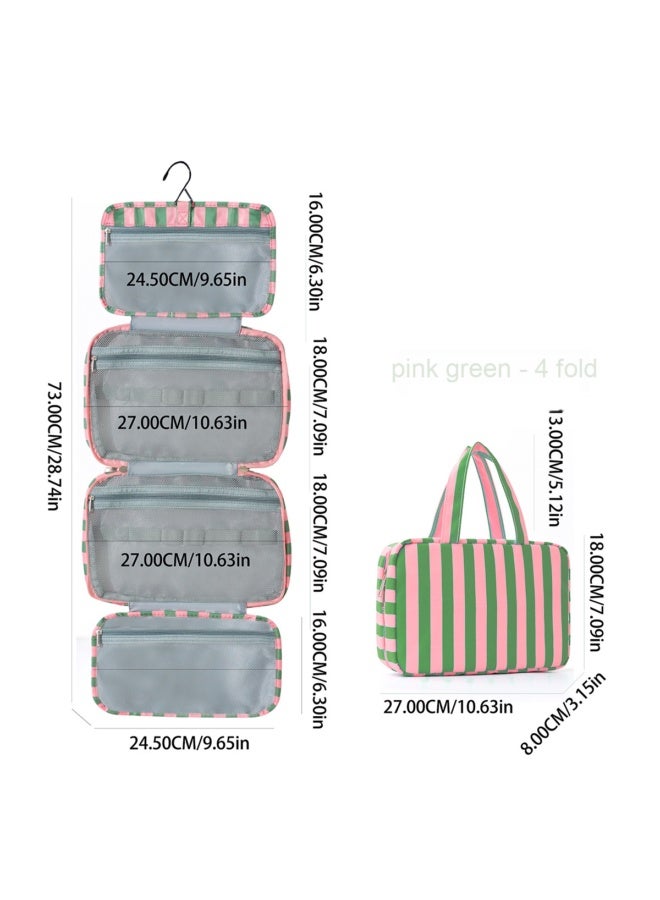 Four-fold striped storage bag, waterproof and moisture-proof cosmetic toiletry bag, portable toiletries organizer