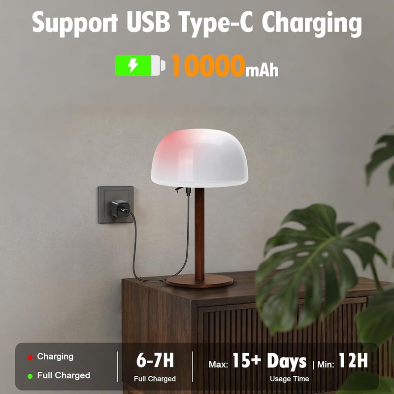 Eocean Rechargeable Table Lamp, 10000mAh Battery Operated Waterproof Shower Lamp, Cordless Touch Bedside Lamp for Bedroom, 3 Color Temps Dimmable LED Wireless Lamp for Bathroom, Kitchen, Patio,Outdoor - Image 3