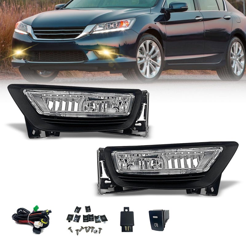Shocklight Driving Fog Lights Compatible with 2013 2014 2015 Honda Accord 4DR Sedan 1 Pair Fog Lamps With H8 12V 35W Bulbs Switch and Wiring Kit