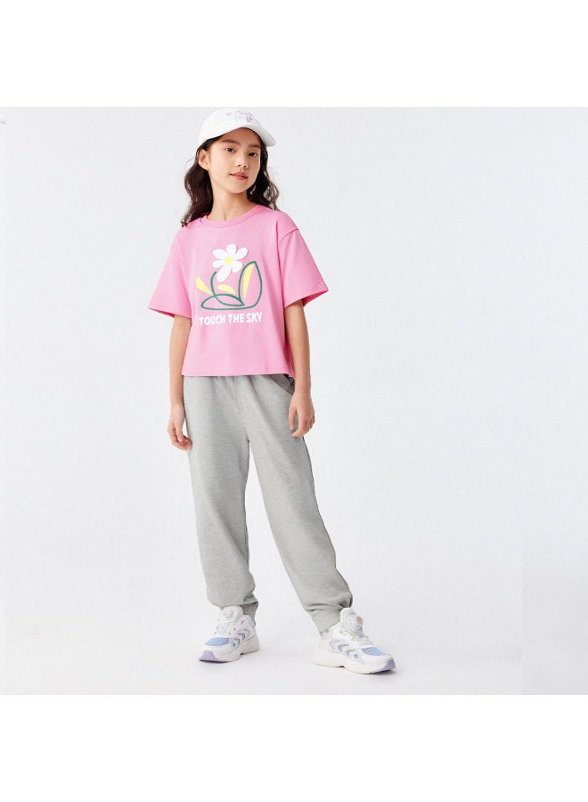 Balabala Quick-dry Girls' Summer Set - 2-piece Printed Top & Knit Mosquito-repellent Pants For Big Kids, Trendy Sportswear - Image 3