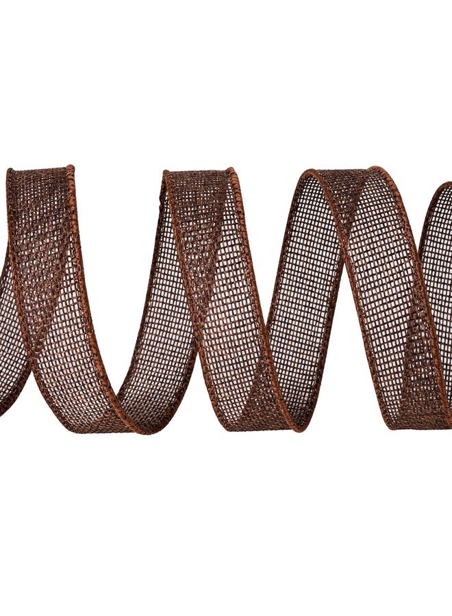 SDZMDL Brown Burlap Wired Ribbon 1 Inch, Solid Ribbon with Wird Edge for Valentine's Day Gift Wrapping, Bow, Wreath, Outdoor Decoration, 10 Yards/Roll. - Image 3