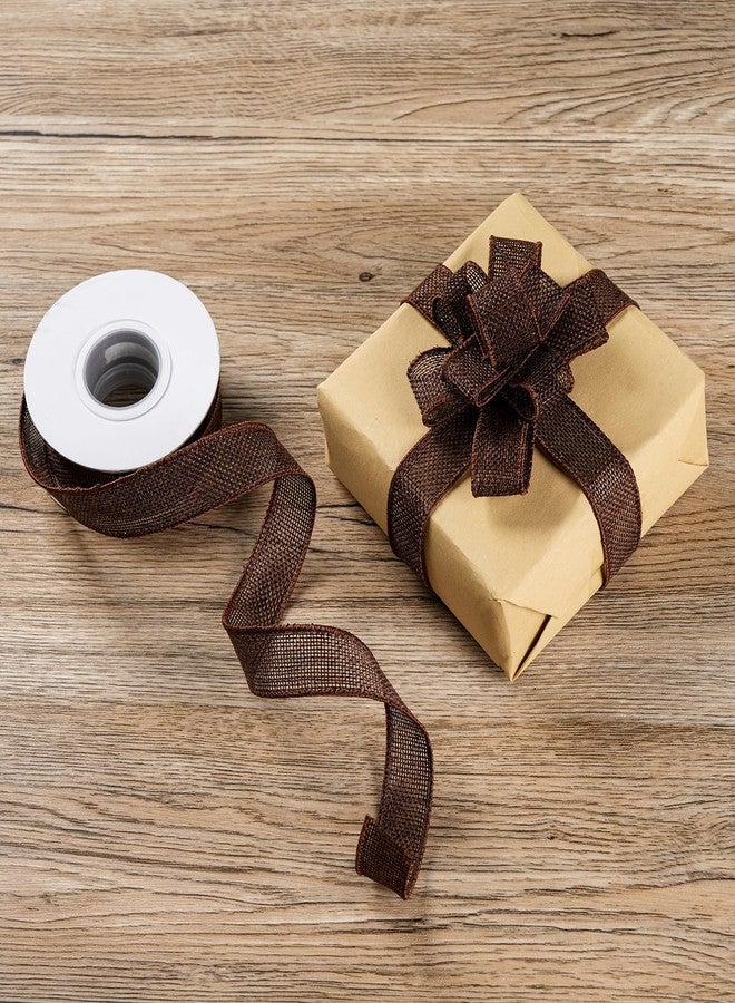 SDZMDL Brown Burlap Wired Ribbon 1 Inch, Solid Ribbon with Wird Edge for Valentine's Day Gift Wrapping, Bow, Wreath, Outdoor Decoration, 10 Yards/Roll. - Image 2