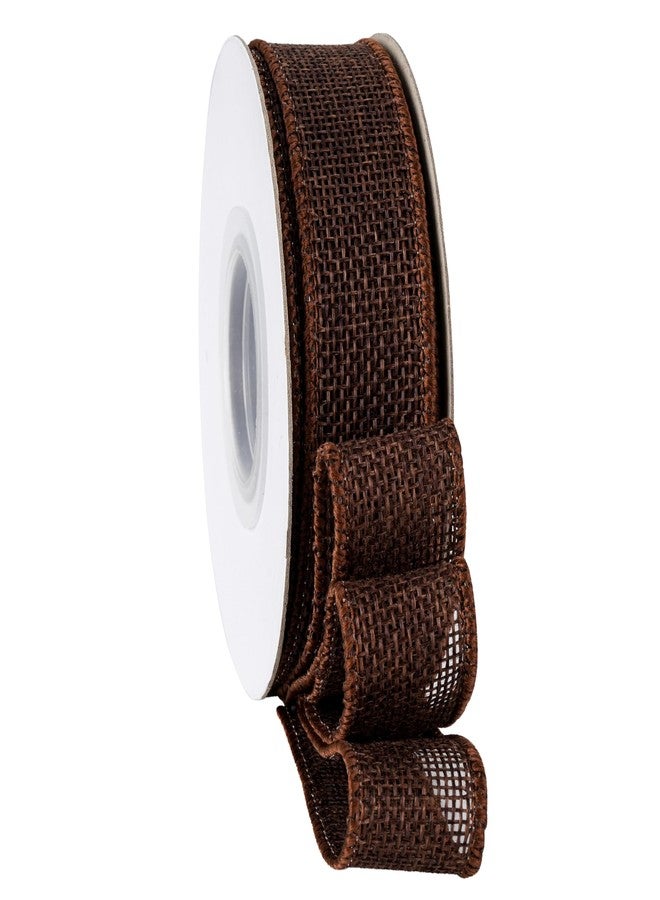 SDZMDL Brown Burlap Wired Ribbon 1 Inch, Solid Ribbon with Wird Edge for Valentine's Day Gift Wrapping, Bow, Wreath, Outdoor Decoration, 10 Yards/Roll. - Image 1