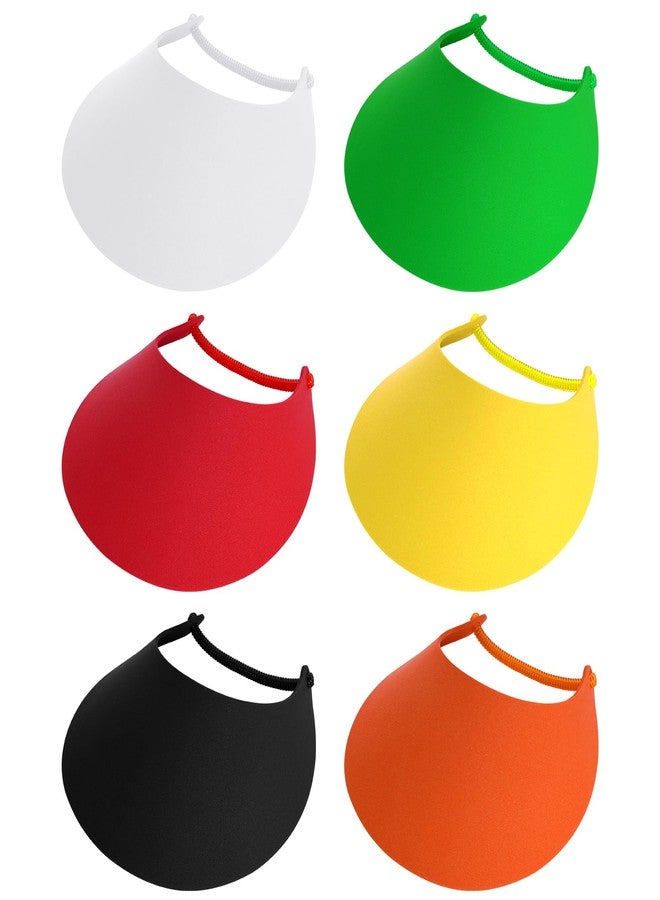 SUMERSHA 6Pcs Foam Sun Visors for Women Summer Sun Protection Hat Adjustable Soft Visors with Coil Bands - Assorted Colors for Beach Outdoor Sports Multi - Image 1