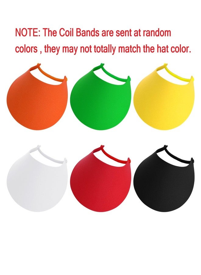 SUMERSHA 6Pcs Foam Sun Visors for Women Summer Sun Protection Hat Adjustable Soft Visors with Coil Bands - Assorted Colors for Beach Outdoor Sports Multi - Image 2