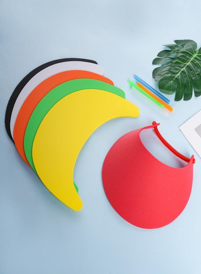 SUMERSHA 6Pcs Foam Sun Visors for Women Summer Sun Protection Hat Adjustable Soft Visors with Coil Bands - Assorted Colors for Beach Outdoor Sports Multi - Image 5