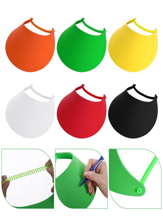 SUMERSHA 6Pcs Foam Sun Visors for Women Summer Sun Protection Hat Adjustable Soft Visors with Coil Bands - Assorted Colors for Beach Outdoor Sports Multi - Image 4
