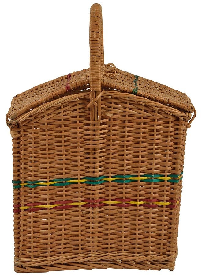HM SERVICES Cane Bamboo Picnic Basket, Cane Laundry Basket, Kitchen Toys Laundry Storage Basket, Brown - Image 1