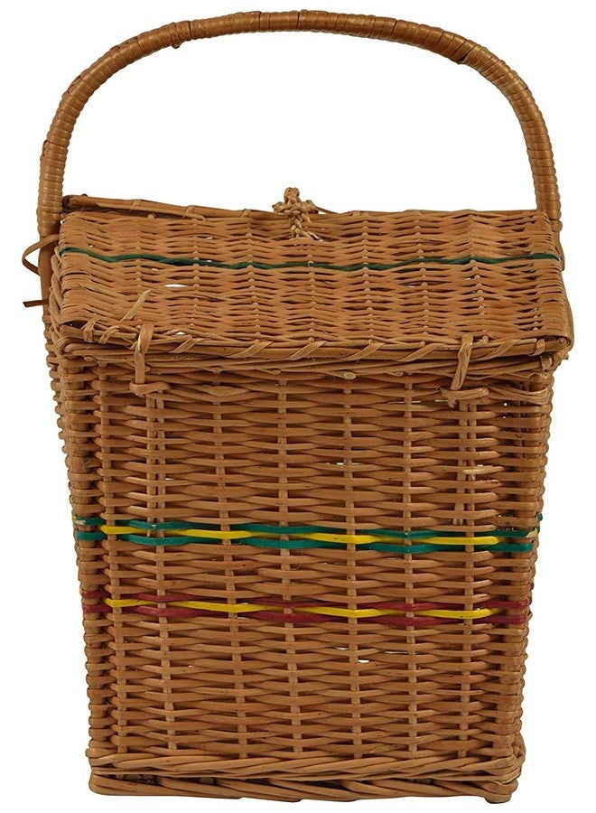 HM SERVICES Cane Bamboo Picnic Basket, Cane Laundry Basket, Kitchen Toys Laundry Storage Basket, Brown - Image 3