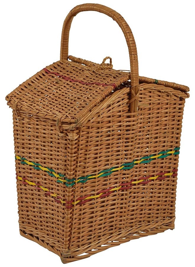 HM SERVICES Cane Bamboo Picnic Basket, Cane Laundry Basket, Kitchen Toys Laundry Storage Basket, Brown - Image 2