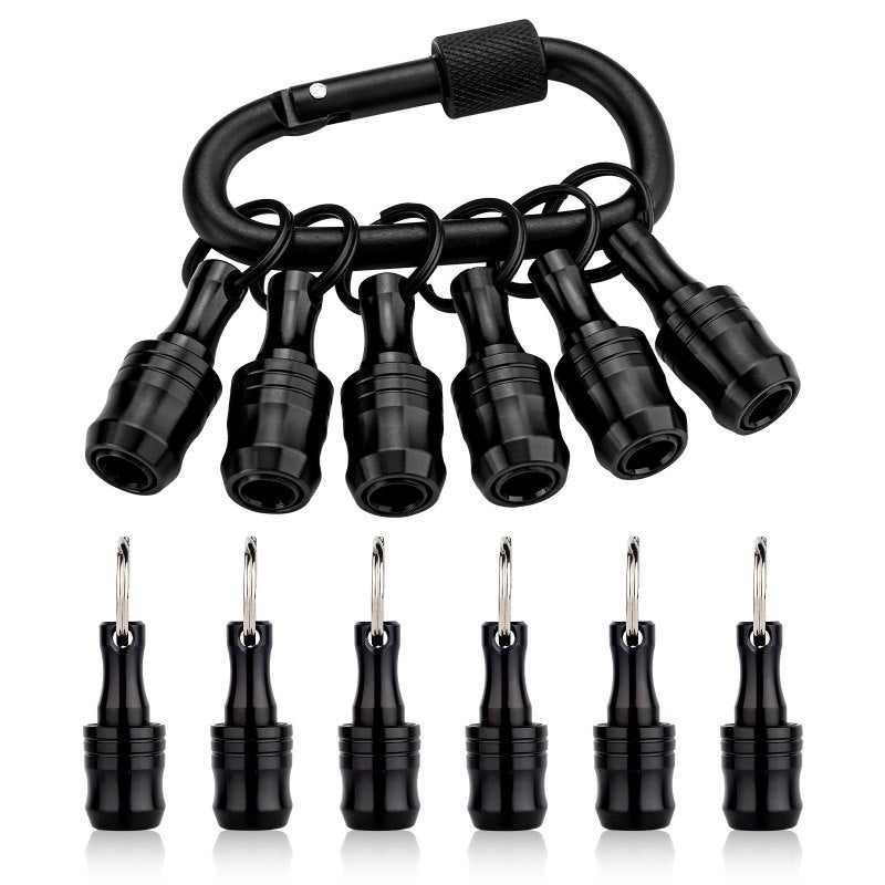 Katerk 1/4inch Hex Shank Aluminum Alloy Screwdriver Bits Holder Extension Bar Drill Screw Adapter Change Keychain Portable（ with black metal fastener ） - Image 4