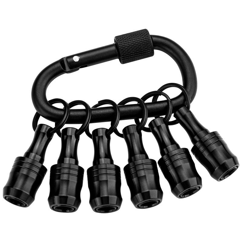 Katerk 1/4inch Hex Shank Aluminum Alloy Screwdriver Bits Holder Extension Bar Drill Screw Adapter Change Keychain Portable（ with black metal fastener ） - Image 1