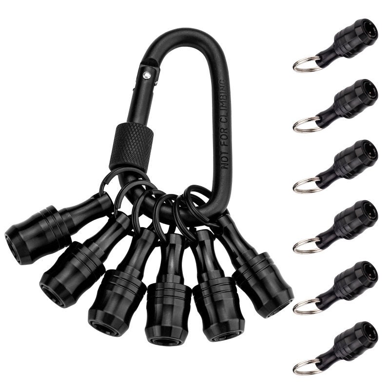 Katerk 1/4inch Hex Shank Aluminum Alloy Screwdriver Bits Holder Extension Bar Drill Screw Adapter Change Keychain Portable（ with black metal fastener ） - Image 2