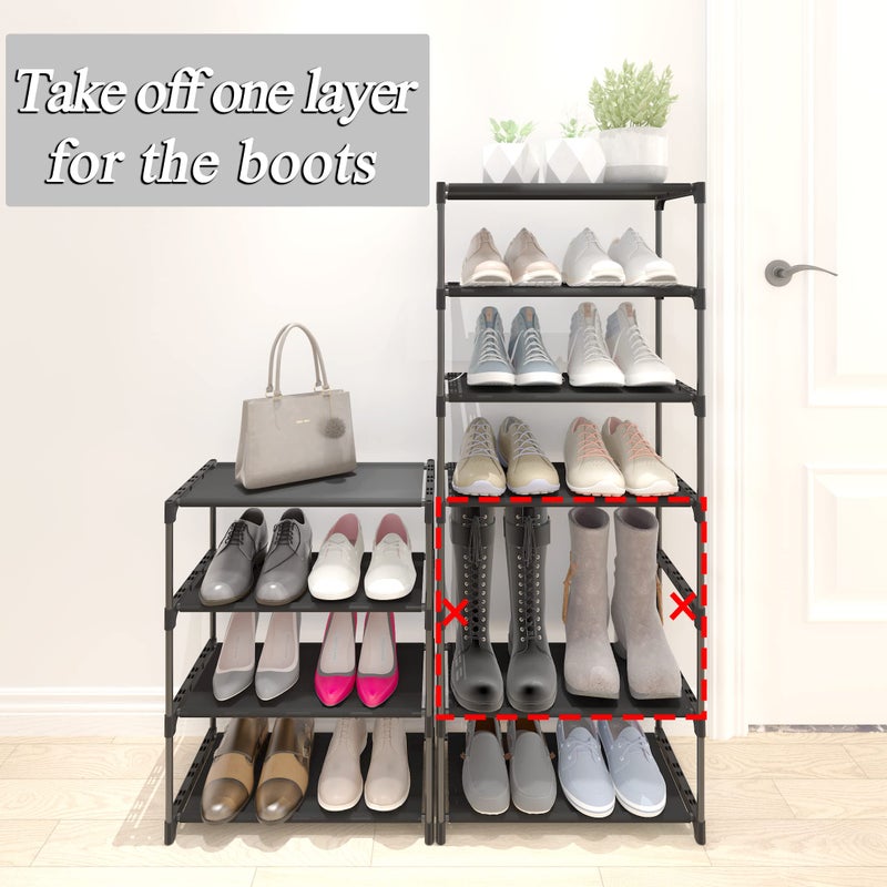 Hockmez 4-Tier Small Shoe Rack .Stackable Shoe Shelf Storage Organizer for Entryway Hallway Closet Bathroom Living Room (Black) - Image 4
