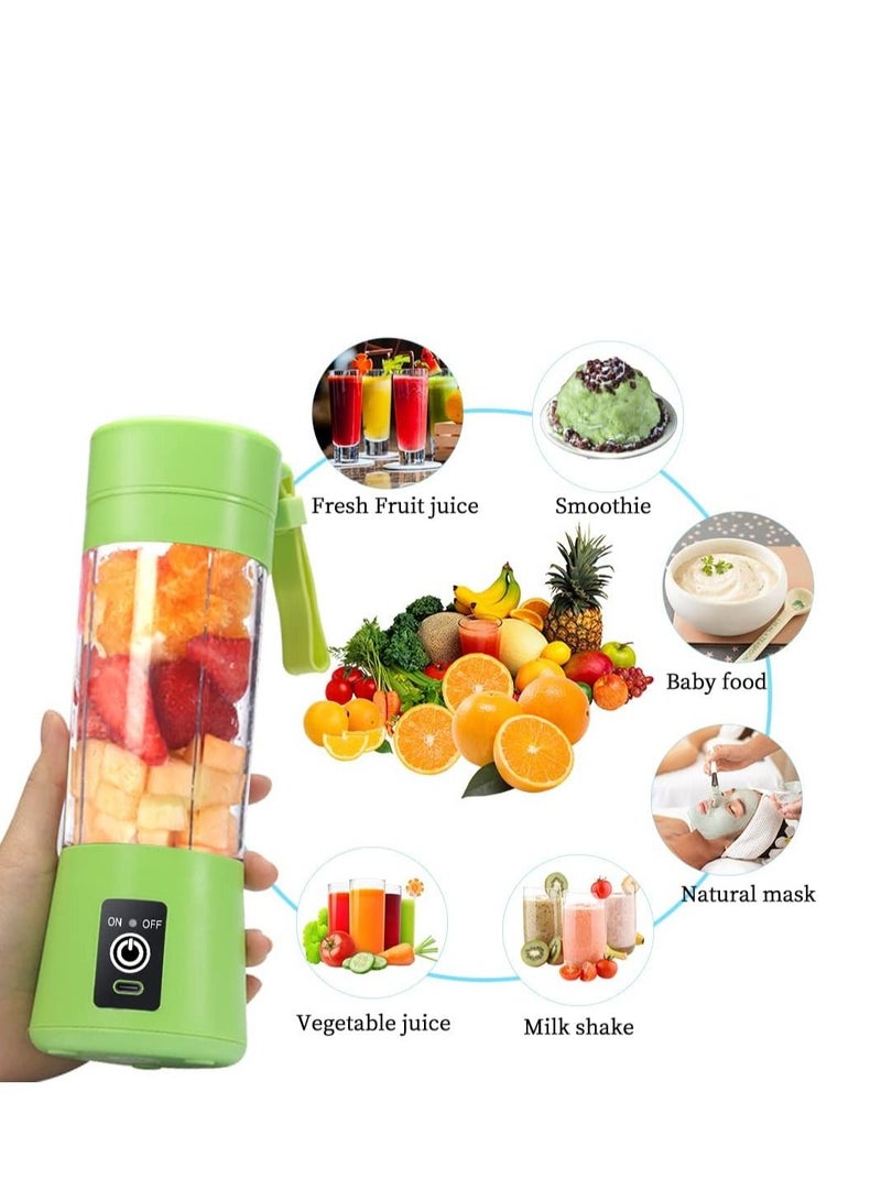 Portable Blender Cup,Electric USB Juicer Blender,Mini Blender Portable Blender For Shakes and Smoothies, Juice,380ml, Six Blades Great for Mixing,Green  - Image 4