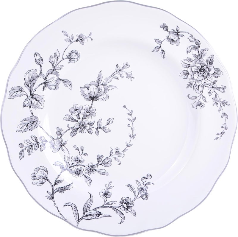 222 Fifth Bellamy Black 12Piece Porcelain Dinnerware Set  Service for 4 Dinner Plates Salad Plates  Cereal Bowls Durable Porcelain for Daily Dining  Entertainment Microwave  Dishwasher Safe - Image 3