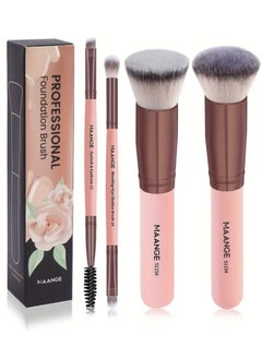 MAANGE 4 Pcs Face Brush Box, Foundation Brush, Eyeliner Brush, Eyebrow Brush, Mascara Brush,  Soft Bristles,  Professional Makeup Brush Tools, Travel Portable 
