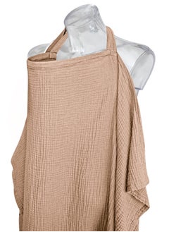 Generic Muslin Nursing Cover for Baby Breastfeeding, Breathable All Cotton Breastfeeding Cover with Rigid Hoop for Mother Nursing Apron, Multi-use (Brown)  - Image 2
