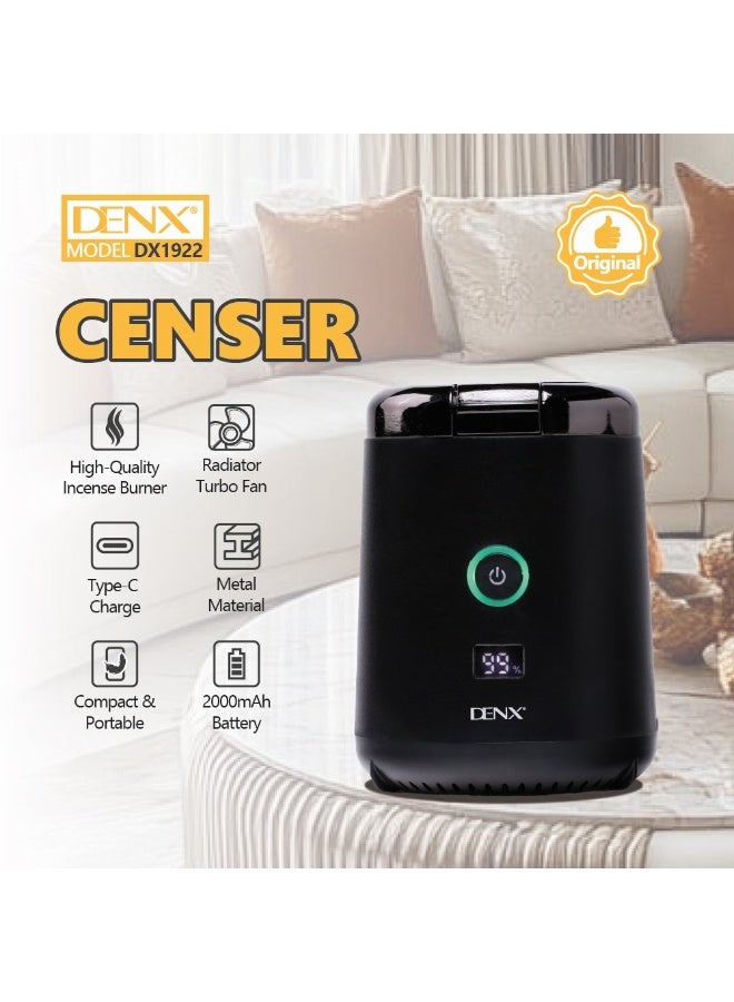 Denx "DENX DX1922 Portable Smart Electronic Censer – High-Quality Incense Burner with Built-in Turbo Fan, 2000mAh Rechargeable Battery, Type-C Fast Charging, Elegant Metal Design, Compact & Lightweight for Home, Office, or Car Use" - Image 3
