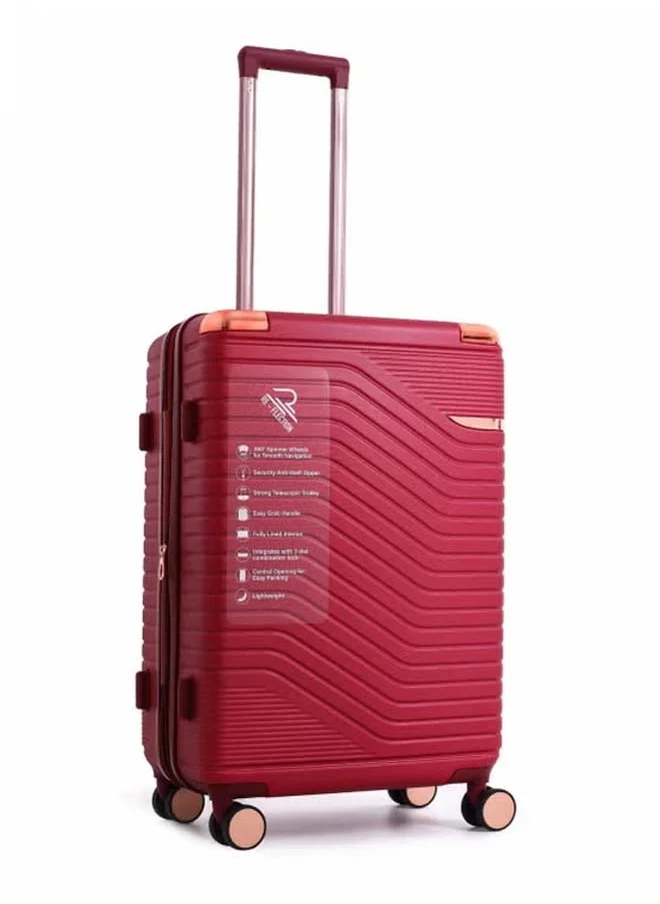 Reflection REFLECTION Saphir Premium Quality ABS Suitcase Lightweight Hardshell Metalic Corner Vertical Series Travel Luggage Trolley with 4 Spinner Wheels and TSA Lock 24 Inch 61 CM Wine Red