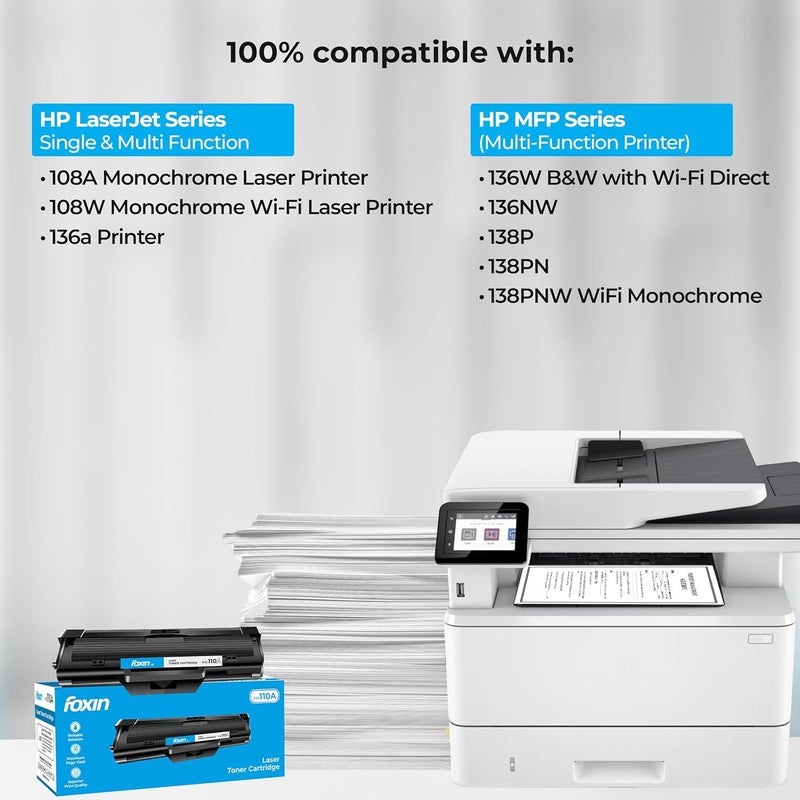 FOXIN FTC-110A Laser Printer Cartridge Compatible with HP Laserjet 108A, 108W, 136A, 136W, 136NW, 138P,138PN,138PNW | Black - Image 2