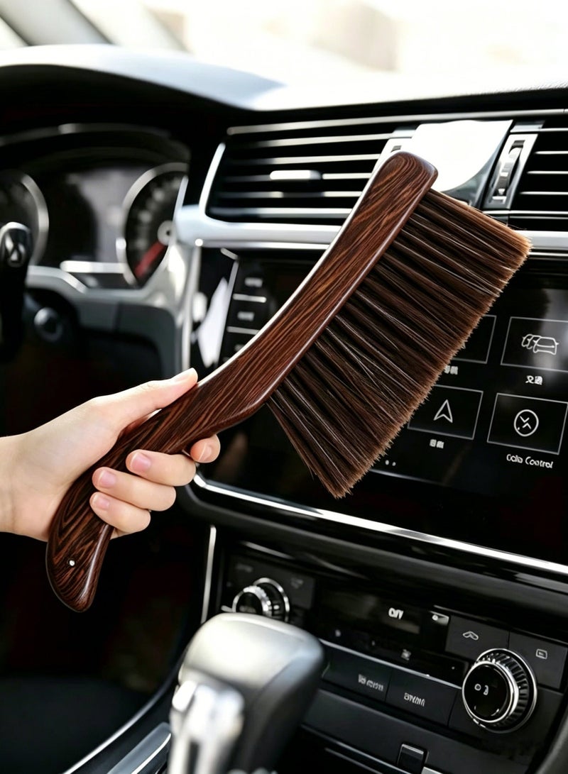 Nailuck Car Interior Cleaning Brush, Soft Bristle Cleaning Brush, Dust Removal Brush, Automotive Interior Cleaning Tool Suitable for cleaning car dashboards, air vents, leather, computers, etc., without damaging the surface (Brown, 1 Pack) - Image 1