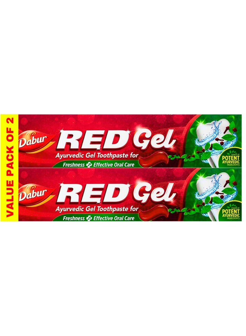 دابر معجون أسنان دابور ريد جل أيورفيدا - (2 × 150 جم عبوة اقتصادية) | غني بمكونات الأيورفيدا القوية | لثة صحية وأسنان قوية ونفس منتعش | معجون أسنان خالي من الفلورايد - Image 1