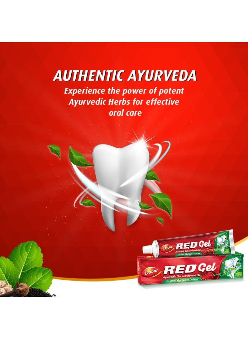 دابر معجون أسنان دابور ريد جل أيورفيدا - (2 × 150 جم عبوة اقتصادية) | غني بمكونات الأيورفيدا القوية | لثة صحية وأسنان قوية ونفس منتعش | معجون أسنان خالي من الفلورايد - Image 4