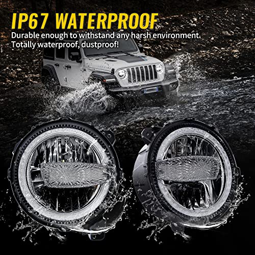 RAMJET4X4 DOT 9 Inch LED Headlights Headlamps Assembly Compatible with 2018-2025 Jeep Wrangler JL JLU Gladiator JT, Hi/Lo Beam with DRL - Image 4