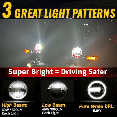 RAMJET4X4 DOT 9 Inch LED Headlights Headlamps Assembly Compatible with 2018-2025 Jeep Wrangler JL JLU Gladiator JT, Hi/Lo Beam with DRL - Image 3