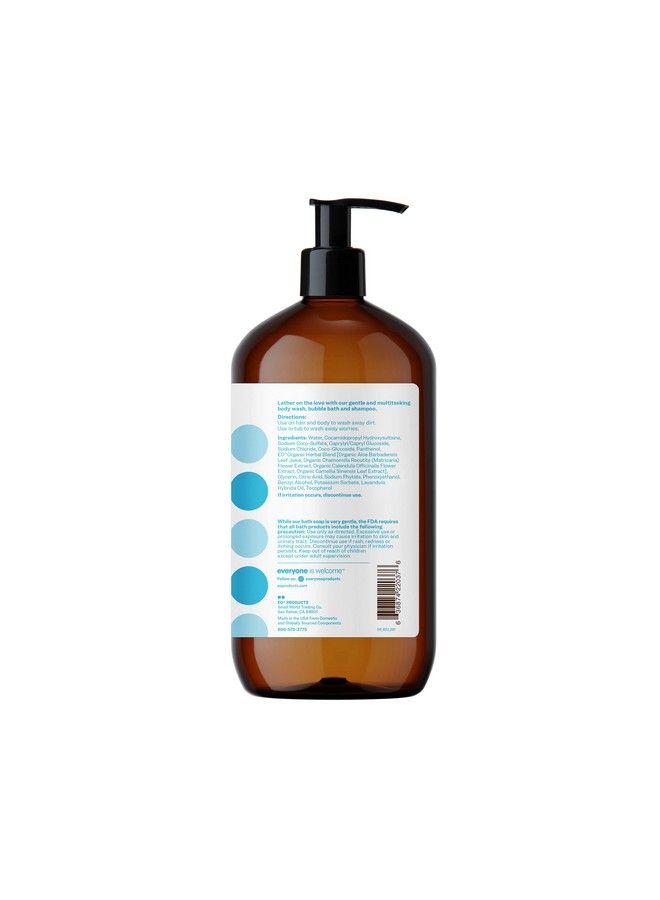Everyone 3In1 Soap Body Wash Bubble Bath Shampoo 32 Ounce (Pack Of 2) Unscented Coconut Cleanser With Plant Extracts And Pure Essential Oils - Image 4