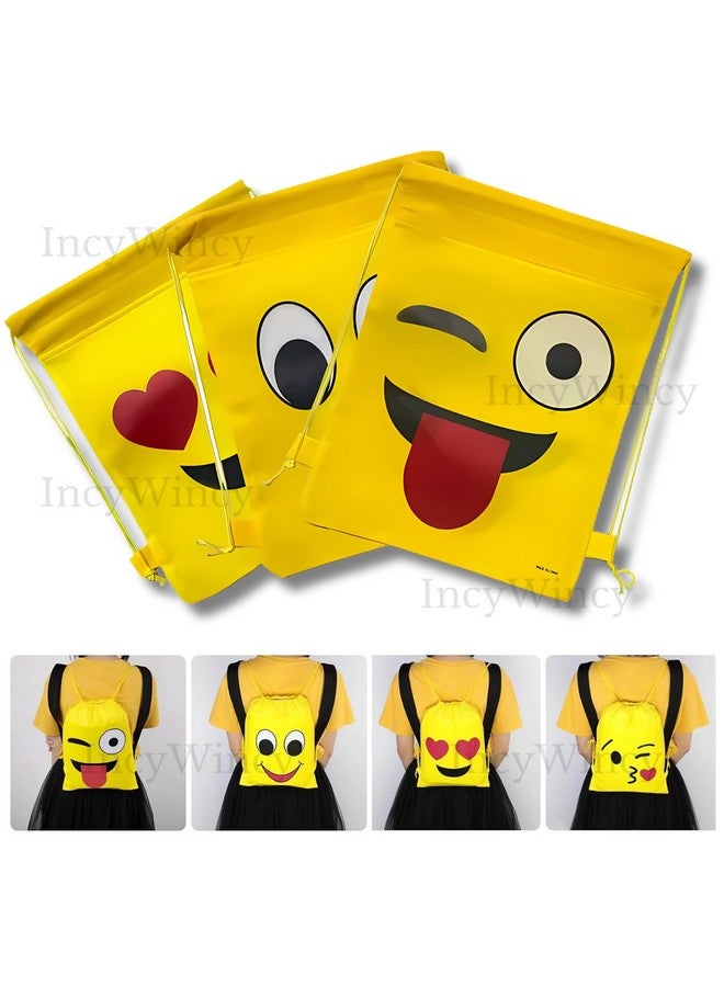IncyWincy Smiley Drawstring Sack Bags (Pack of 12) - Birthday Return Gifts for All Age Group Boys Girls & Kids, Unisex Cartoon Dori Sack Party Favors (Smiley, 12, Count) - Image 4
