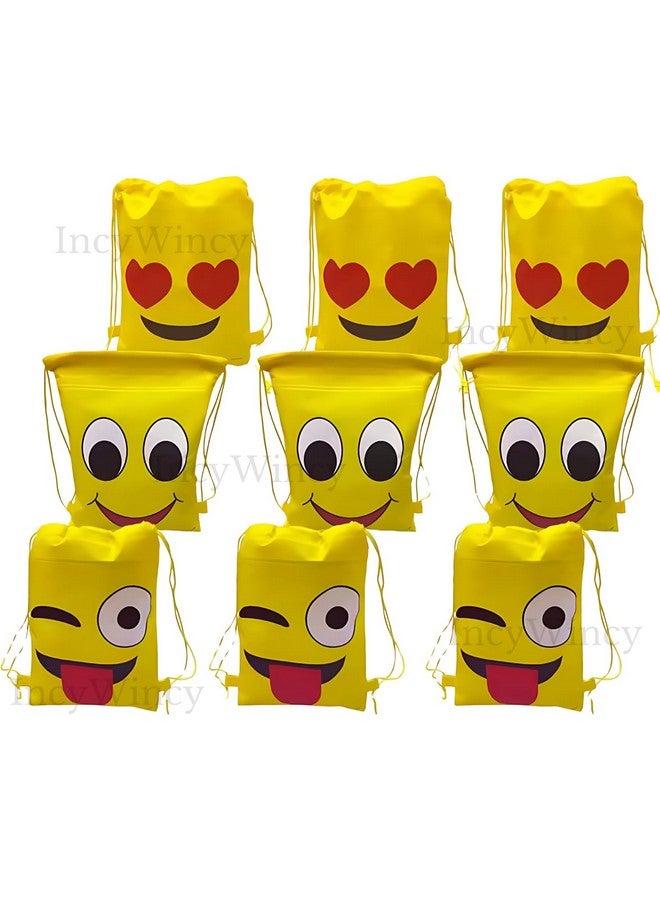IncyWincy Smiley Drawstring Sack Bags (Pack of 12) - Birthday Return Gifts for All Age Group Boys Girls & Kids, Unisex Cartoon Dori Sack Party Favors (Smiley, 12, Count) - Image 5