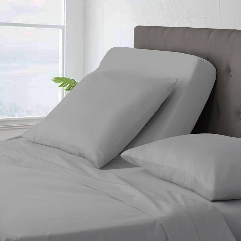 Cottingon Top Split King Sheets Sets for Adjustable beds, Split King Sheet Sets for Adjustable beds Fit up to 16" deep Pocket, 34" Split Head Flex King Sheets 400 Thread Count 100% Cotton,Light Grey Solid - Image 3