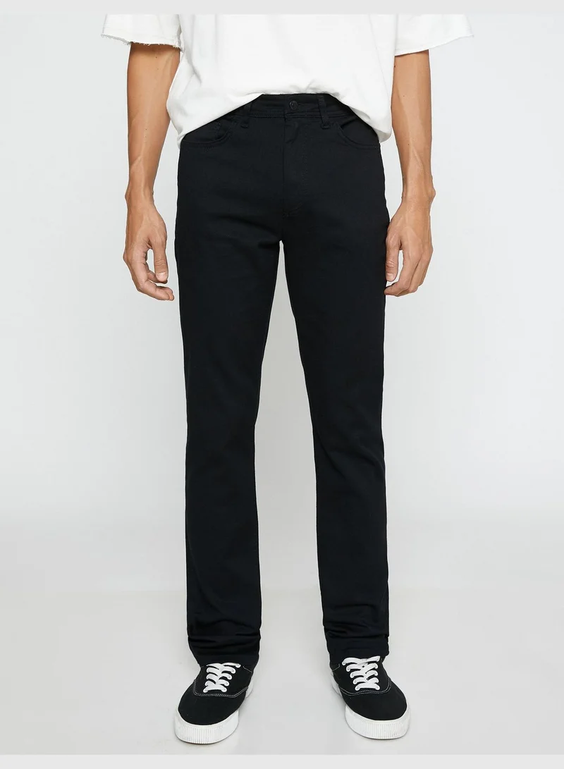 كوتون Basic Gabardine Trousers Slim Fit Buttoned Pocket Detailed