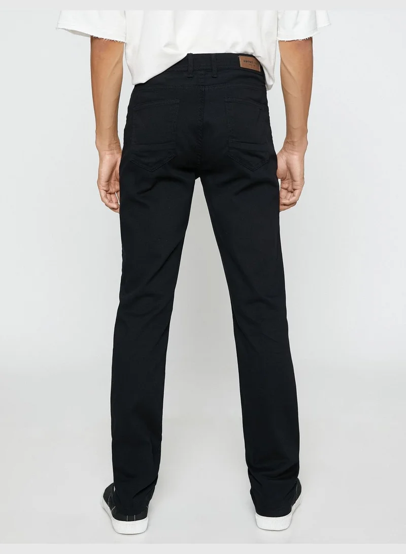 كوتون Basic Gabardine Trousers Slim Fit Buttoned Pocket Detailed
